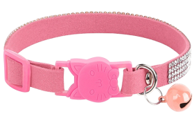 Lyxigt katthalsband med säkerhetsspänne och kristaller