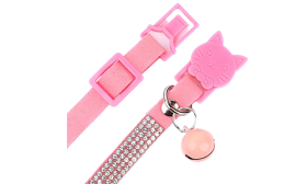 Lyxigt katthalsband med säkerhetsspänne och kristaller