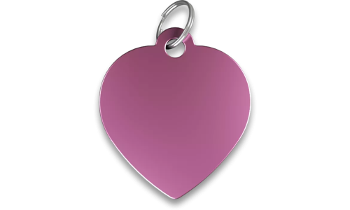 Hjärtfomad rosa namnbricka katt i aluminium med delring, personlig ID-bricka och graverbar med din katts namn.