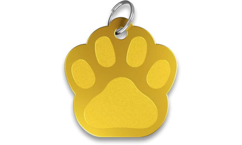 Tassformad guld namnbricka katt i aluminium med delring, personlig ID-bricka och graverbar med din katts namn.