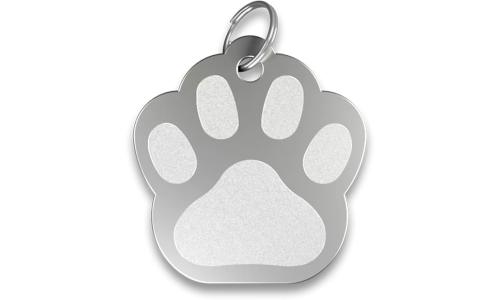 Tassformad silver namnbricka katt i aluminium med delring, personlig ID-bricka och graverbar med din katts namn.