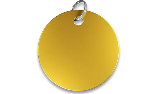 Rund guld namnbricka katt i aluminium med delring, personlig ID-bricka och graverbar med din katts namn.