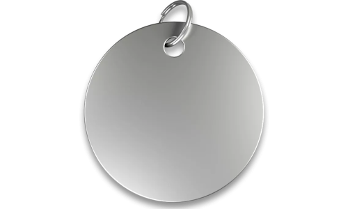 Rund silver namnbricka katt i aluminium med delring, personlig ID-bricka och graverbar med din katts namn.
